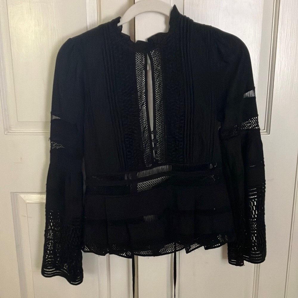 Sea New York Macrame Bell Sleeve Top